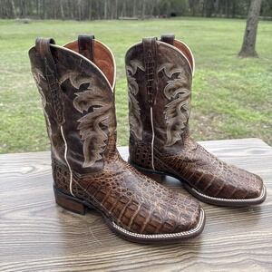 Dan Post Men's Dark Caiman Brown Western Boots DP 3965 Sz 10 D Riding Work